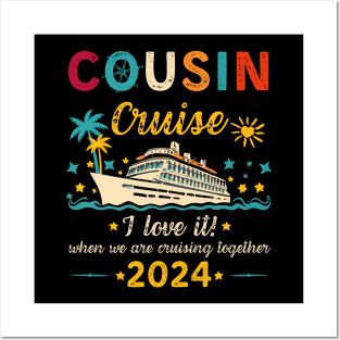 Funny Cousin Cruise 2024 Retro Family Matching Reunion Trip Posters and Art